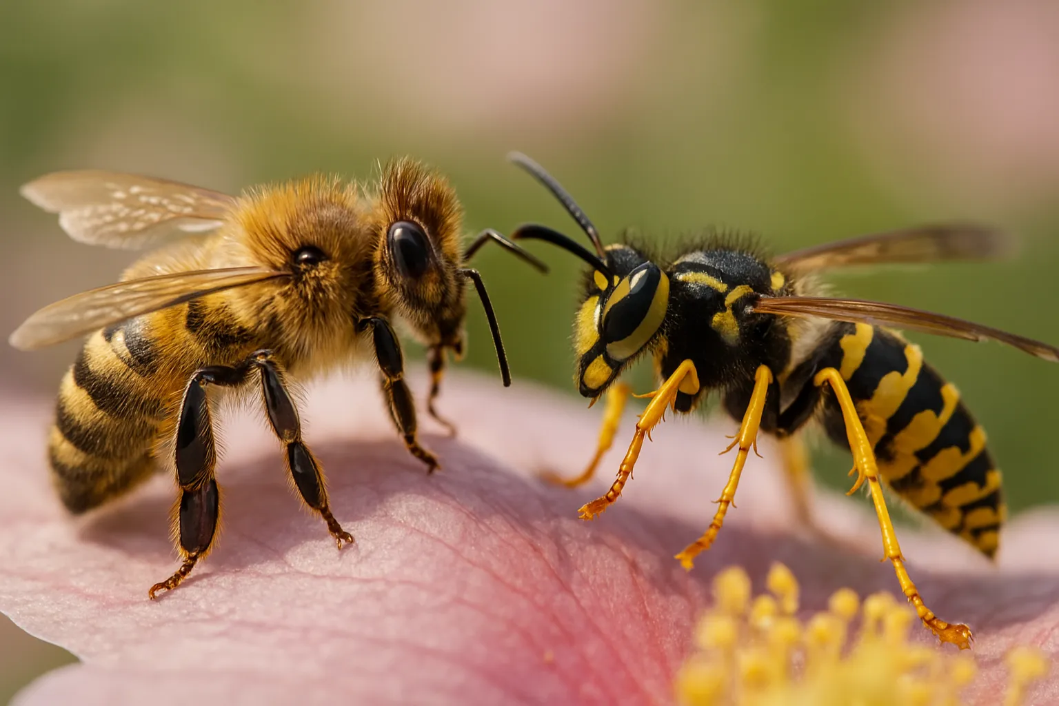 Illustration d'une guêpe et d'une abeille pour permettre de différencier si c'est une abeille ou guêpe.